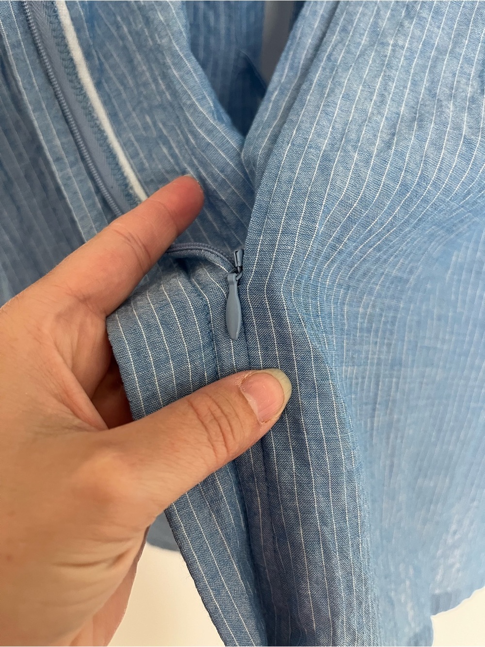 Blue Short-Sleeve Lightweight Button-Back Top - Picture 6 of 12